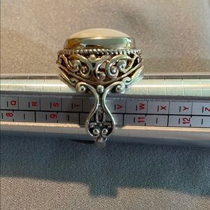Carolyn Pollack Silver and Cream Filigree Ring